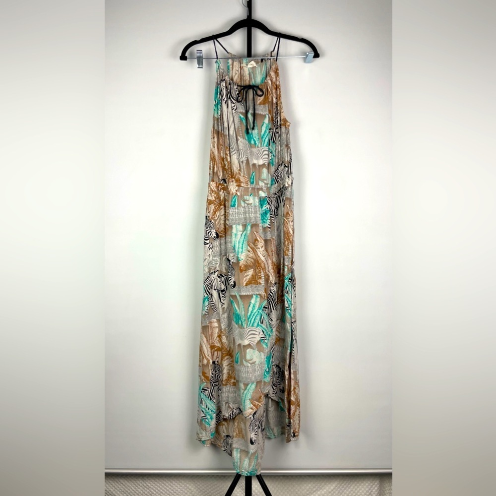 Two by Vince Camuto Tribal Beat Safari Zebra High Low Faux Wrap Midi Dress